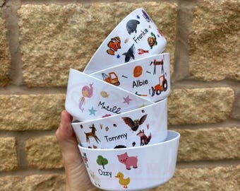 Personalised Children's Polymer Plastic Bowl - Various Designs Available