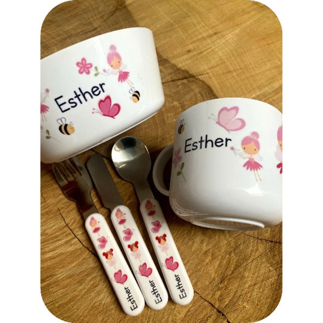 Personalised Cup Cutlery Bowl Setchild's Fairy Dinner Setfirst Birthday
