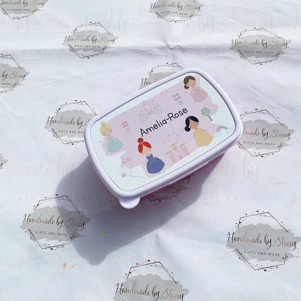 Child's Personalised Lunch Box|Princess Inspired|Toddler Nursery Back to School|Editable Text|Birthday Christmas Gift Idea