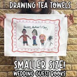 Personalised Small Tea Towel: Children's Drawing, Teacher Gift, Hen Party, Baby Shower, Wedding