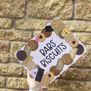 Personalised Biscuit Tin: Blue Pink Polka Dot Metal Novelty Box image 13