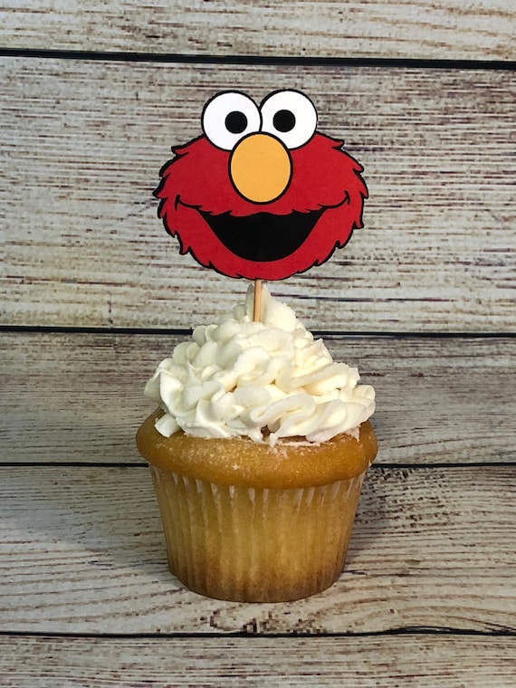 Elmo Cupcake Toppers Elmo Birthday Decorations Elmo 1st Etsy