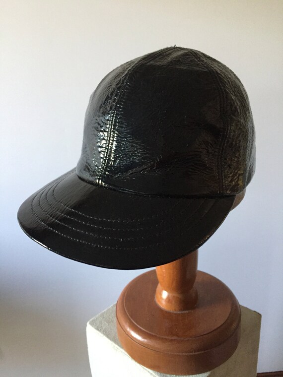 black leather ball cap