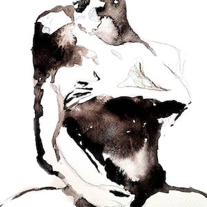Abstract romantic watercolour couple print