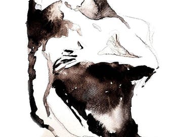 Abstract romantic watercolour couple print