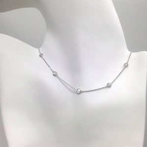 2.00 Ct.  Diamond By The Yard 10 Stations Necklace in White 14k Gold 100% Natural Earth Mined Diamond 18&quot;