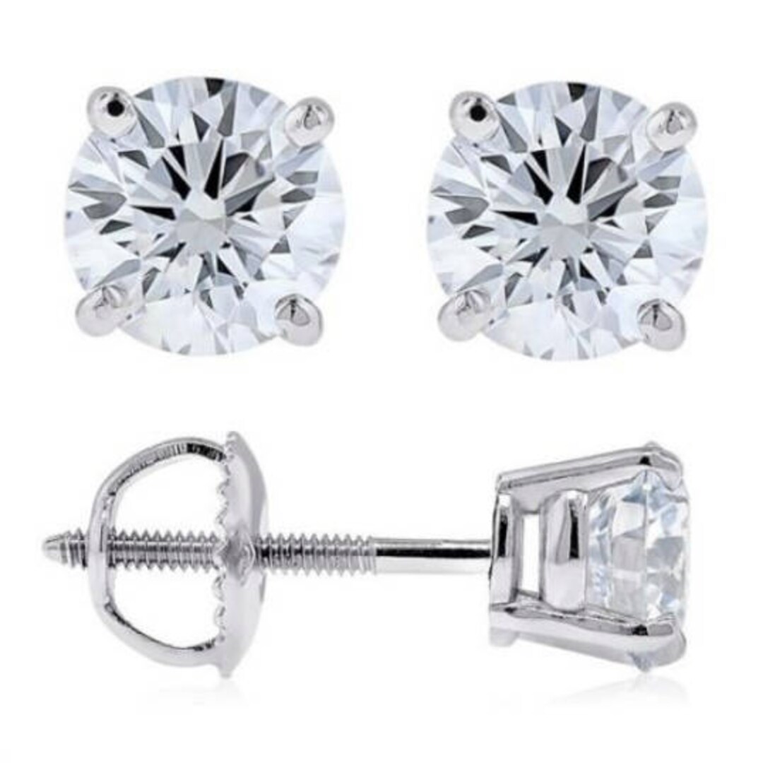 2 TCW Round Man Made Diamond Stud Earrings White Yellow Rose Etsy