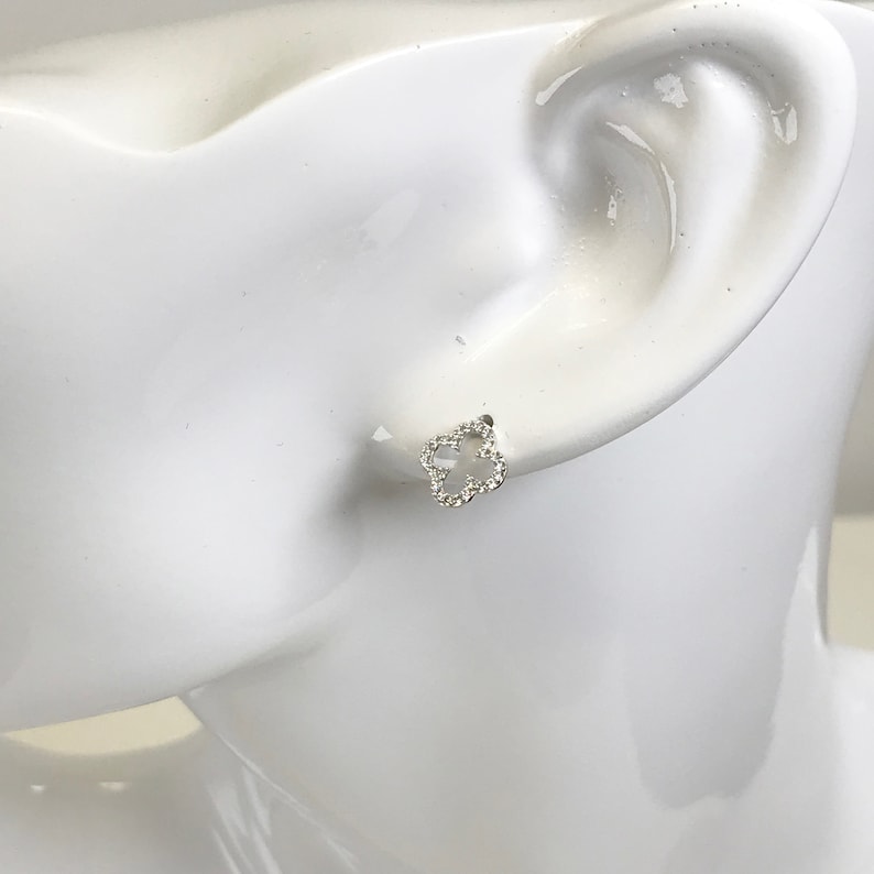 12 TCW Round Clover Diamond Climber Crawler Stud Earrings White Gold 14k \u00a0Created ETS152