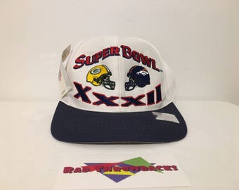 New Dead Stock Vintage 1997 Super Bowl XXXII 32 Logo 7 White/Blue Snapback Hat with Original Tags and Sticker