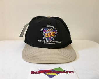 New Dead Stock Vintage Super Bowl XXXI 31 New Era Black/Tan Leatherback Hat with Original Tag