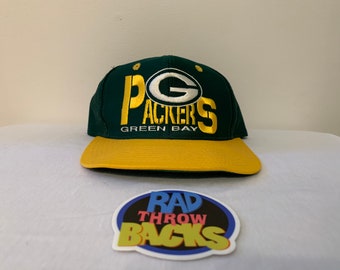 New Dead Stock Vintage 1990s Green Bay Packers NFL Big Logo Green/Yellow Snapback Hat