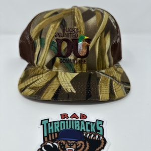 New Dead Stock Vintage 1990s Ducks Unlimited Committee Camouflage Camo Snapback Trucker Hat