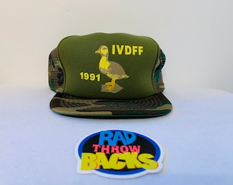 New Dead Stock Vintage Rare 1991 Ducks Unlimited Camouflage Camo Snapback Trucker Hat