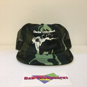 New Dead Stock Vintage 1980s Ducks Unlimited Camouflage Camo Trucker Snapback Hat