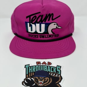 Very Rare Vintage 1980s Ducks Unlimited Team DU Neon Magenta Roped Snapback Dad Hat