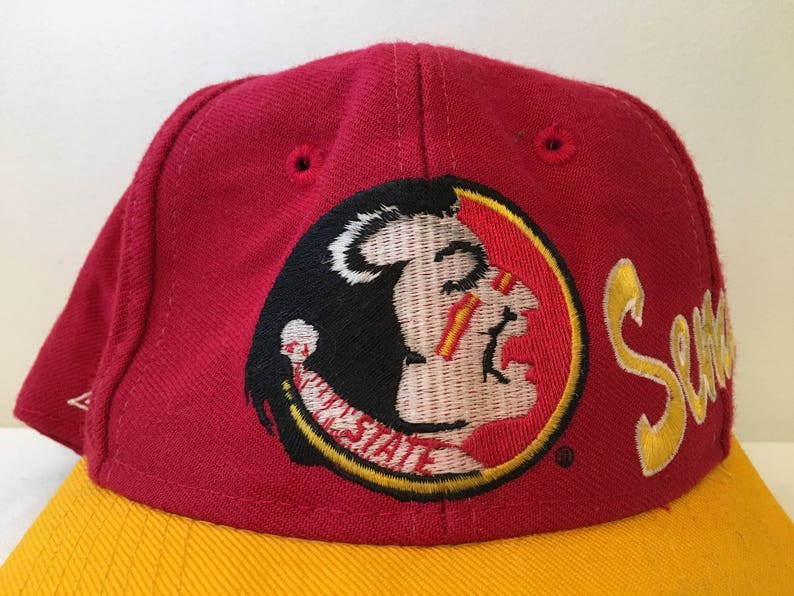 Vintage 1990s Florida State University Seminoles GarnetGold Apex One Snapback Hat
