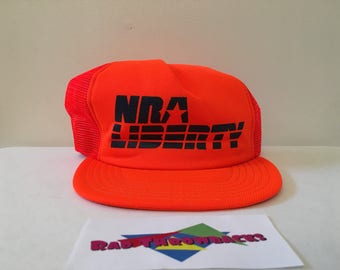 New Dead Stock Vintage 1980s NRA Liberty Hunter Safety Orange Trucker Snapback Hat