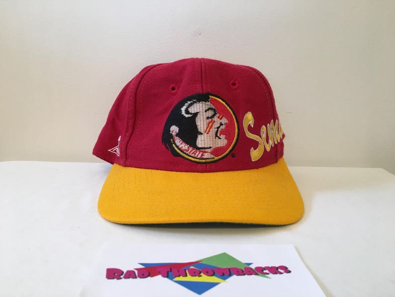 Vintage 1990s Florida State University Seminoles GarnetGold Apex One Snapback Hat