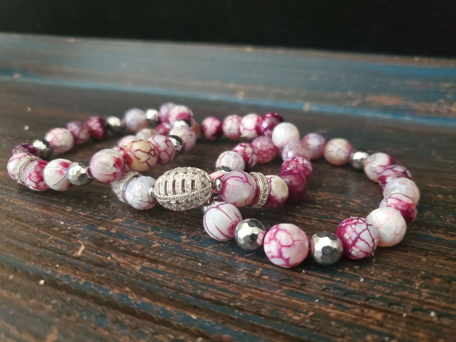 Red Agate + Purple Agate Artisan Bracelet