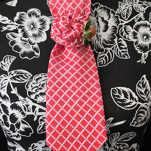 Orange Necktie Necklace with Lady Bug Brooch | Statement Executive Jewelry for Women| Power Outfit Accessory | Bold Leadership Gift