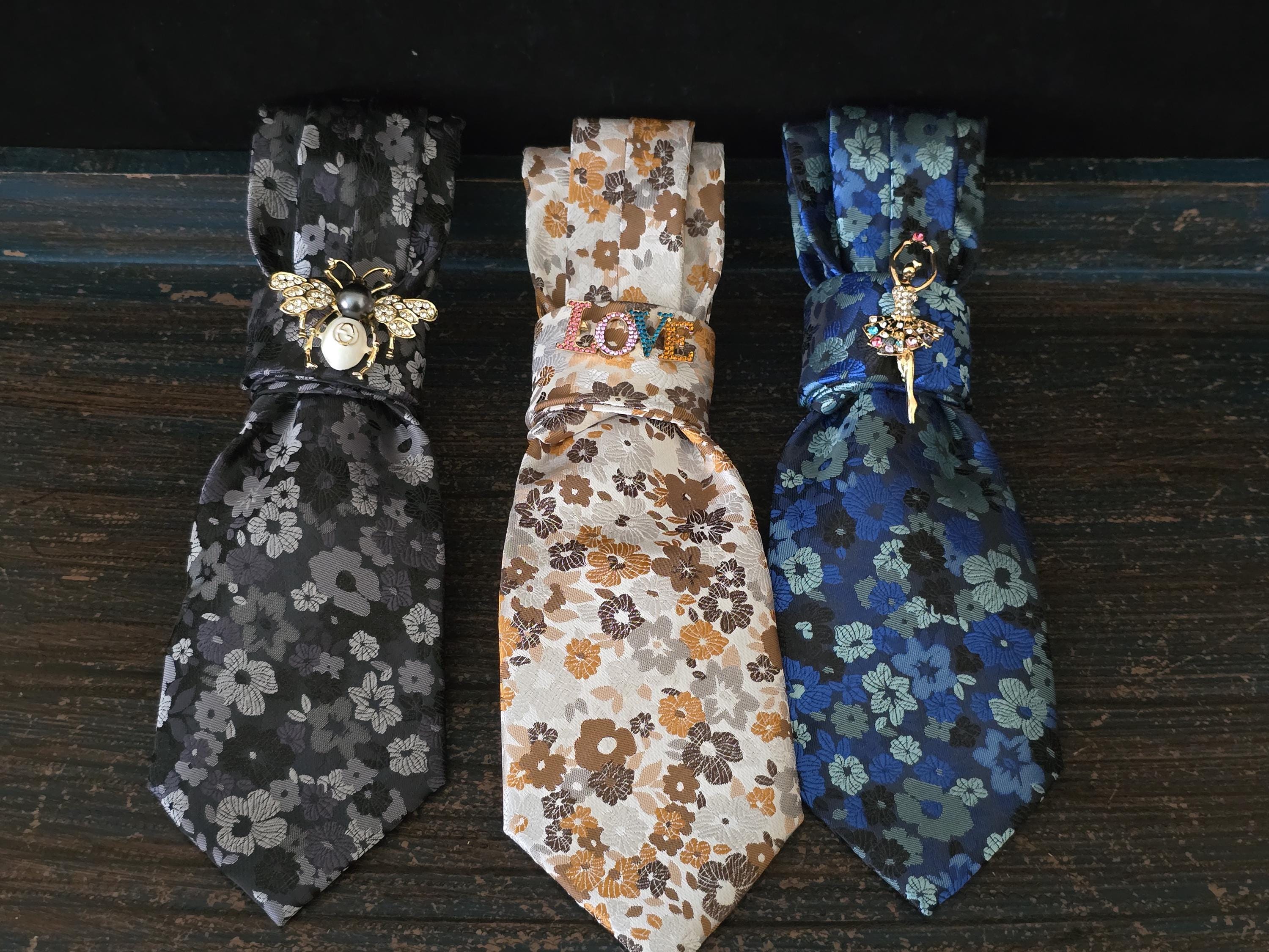 Floral Silk Tie Necklace: Handmade Women