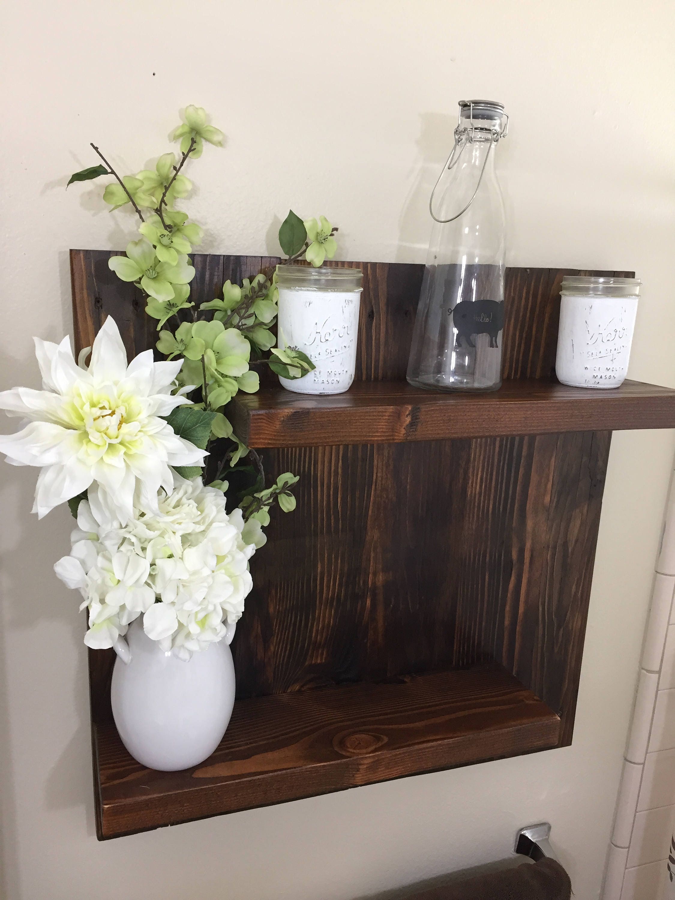 Rustic reclaimed wood shelf Etsy