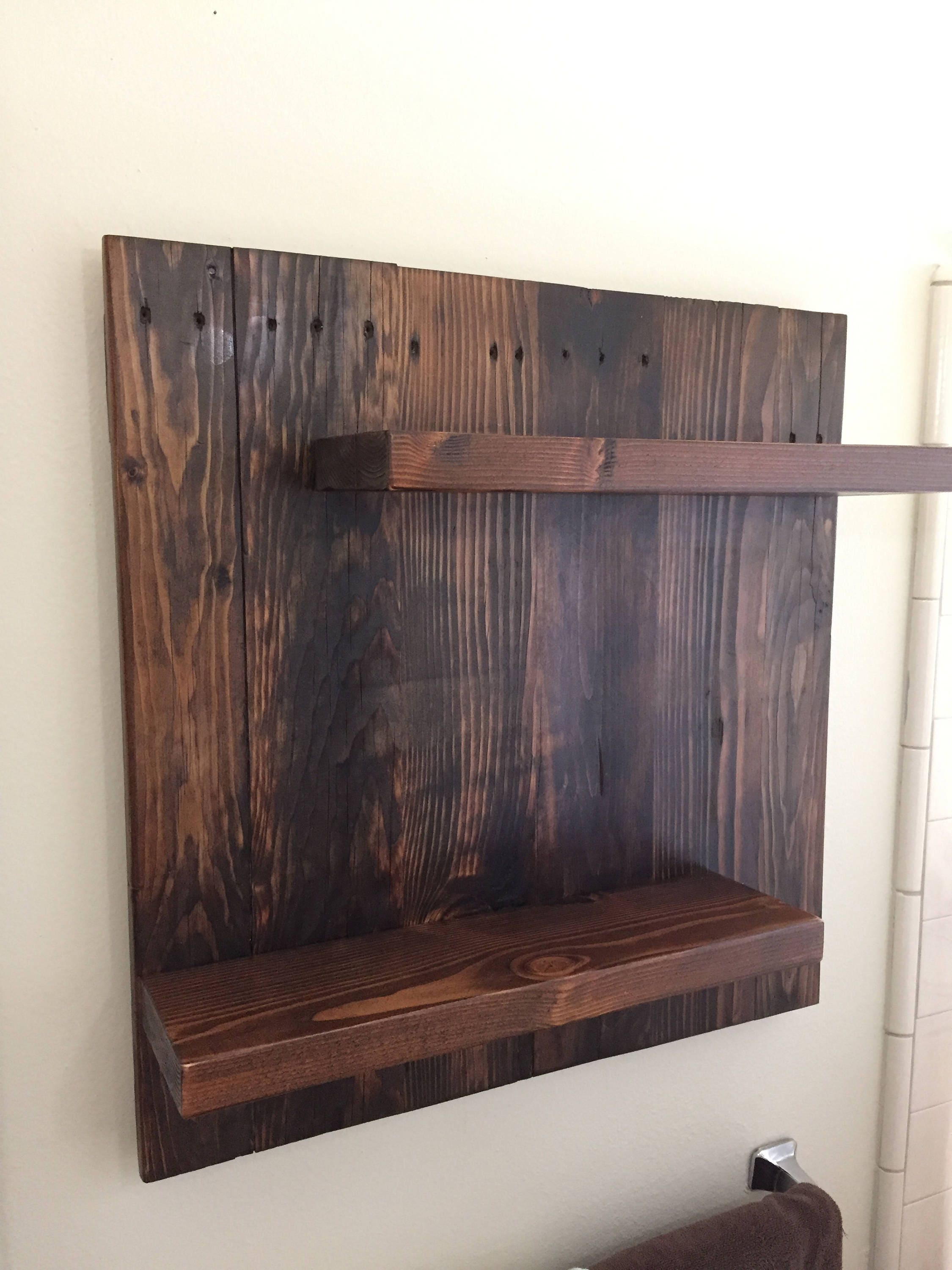 Rustic reclaimed wood shelf Etsy