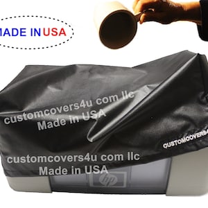 May include: Black printer cover with the text "customcovers4u com llc Made in USA" and the logo "CUSTOMCOVERS4U" printed on it.