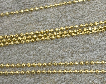 Solid 14k Yellow Gold Textured 1.5mm Ball Chain Bead Necklace with Lobster Clasp - Available in 16 inch, 20 inch, 22 inch, 24 inch