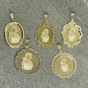 14k Yellow Gold Engravable St. Jude Charm Personalized Religious Medal Pendant - 5 Sizes Available