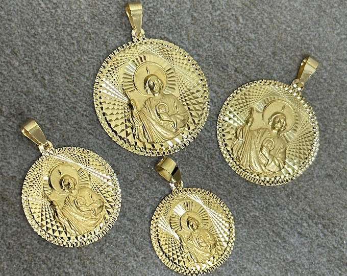 Solid 14k Yellow Gold Personalized Engravable Saint Jude Round ...