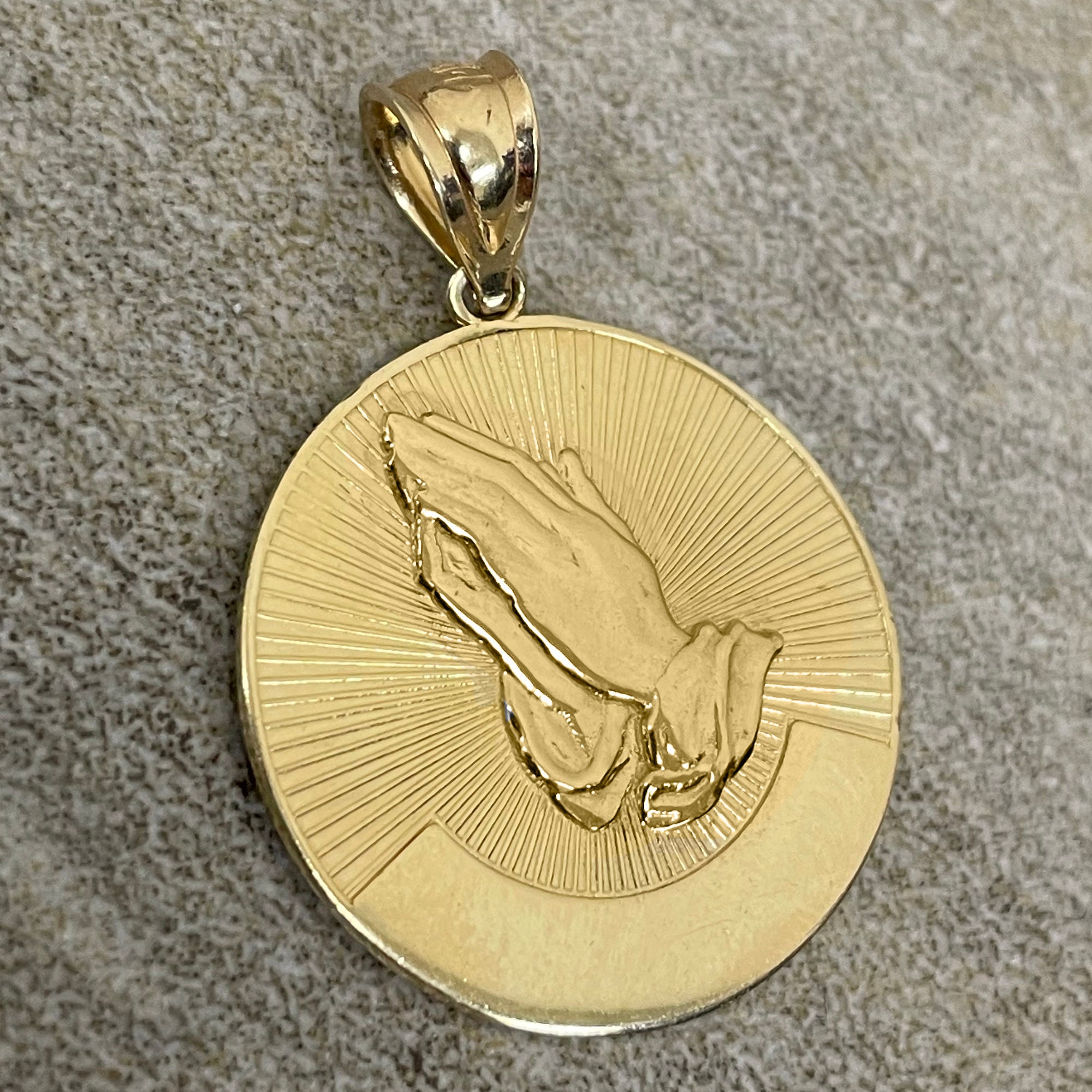 Gold praying hands medallion best sale