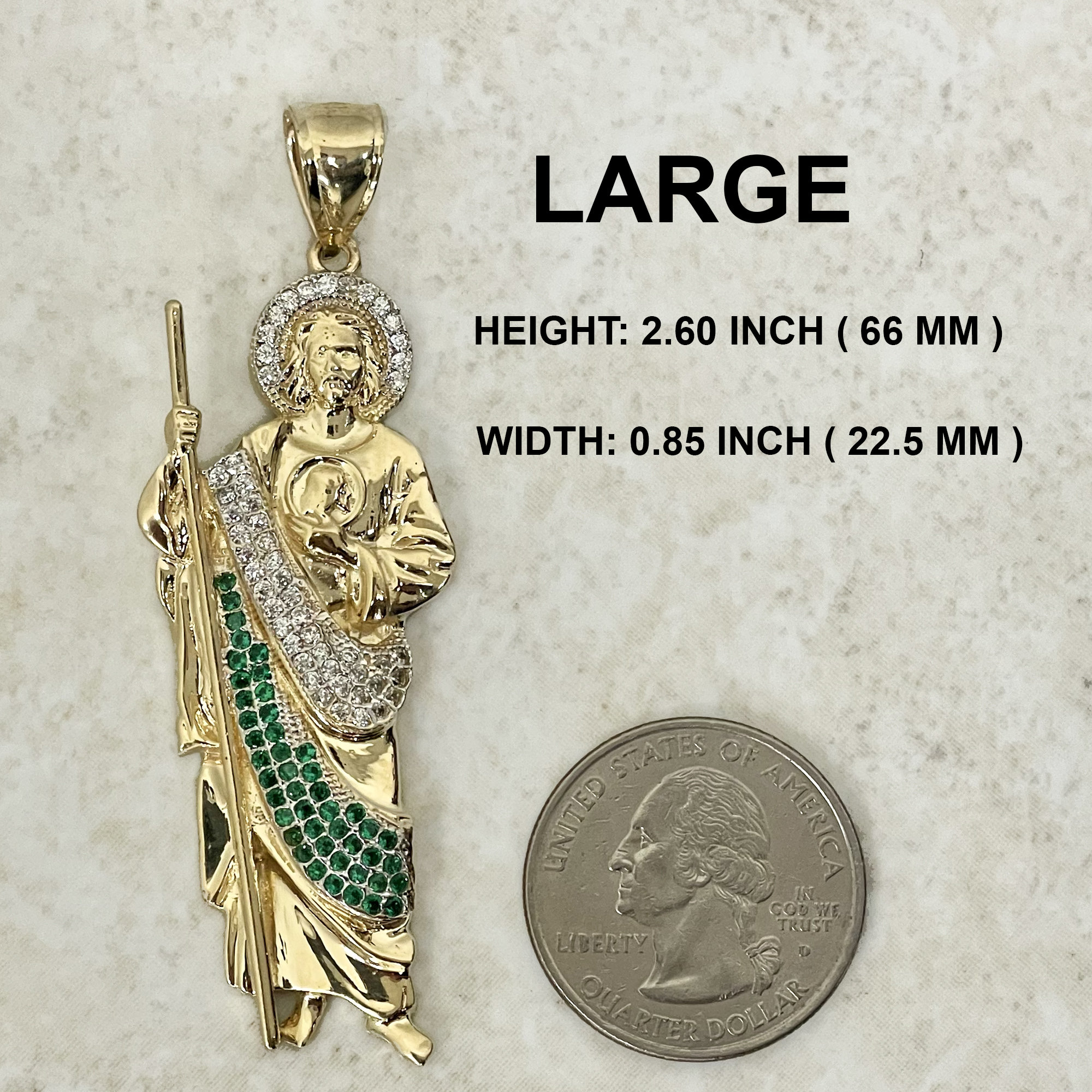 14k Yellow Gold St Jude Pendant – Green & White CZ Patron Saint - Etsy
