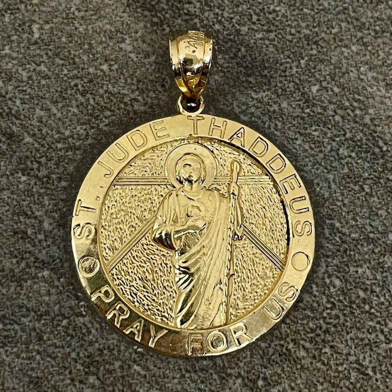 14k Yellow Gold St. Jude Medallion, Patron Saint Medal - Etsy