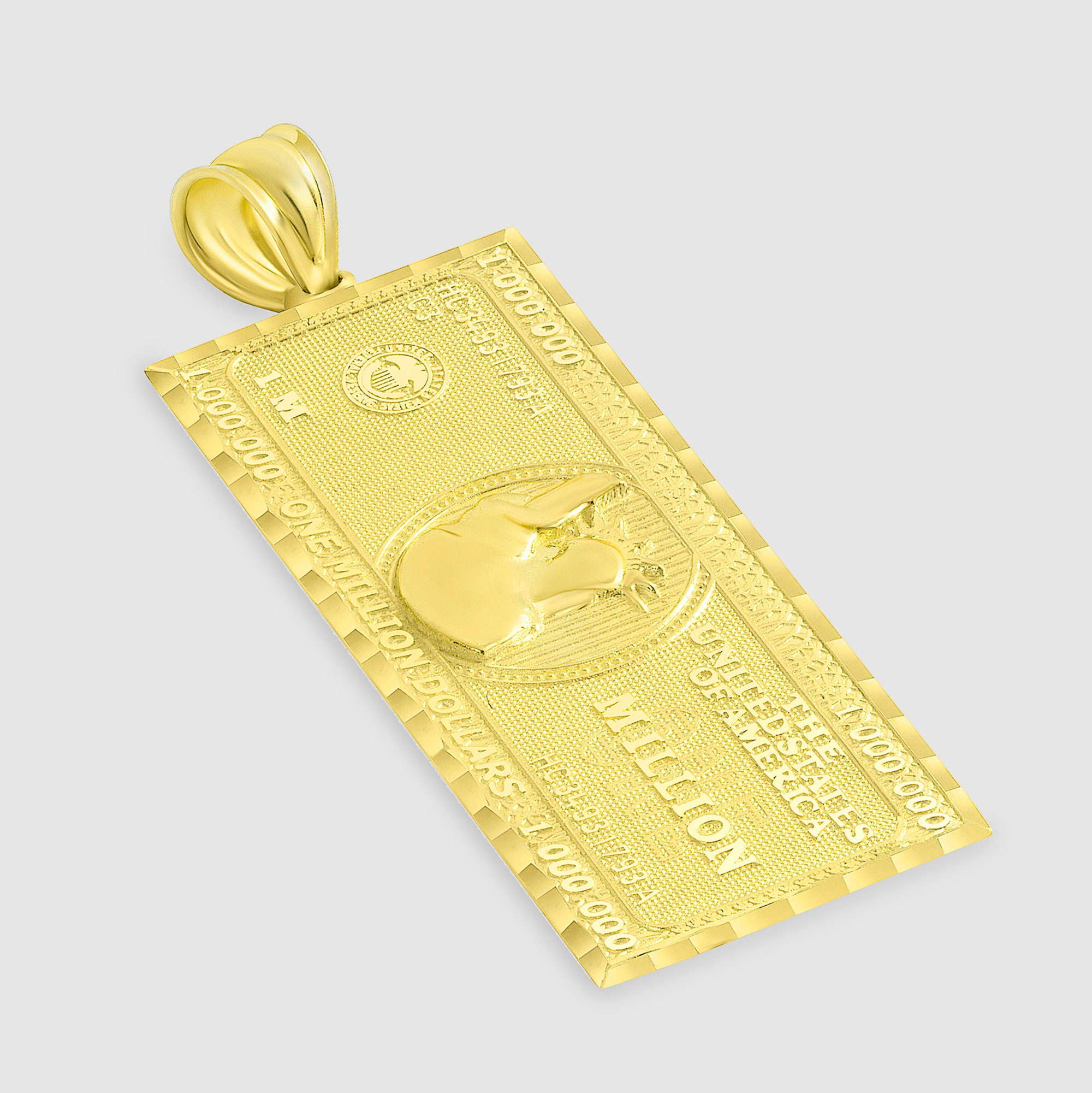 Sterling Silver Million Dollar Bill Pendant - .925 Silver Currency Charm With Statue Of Liberty