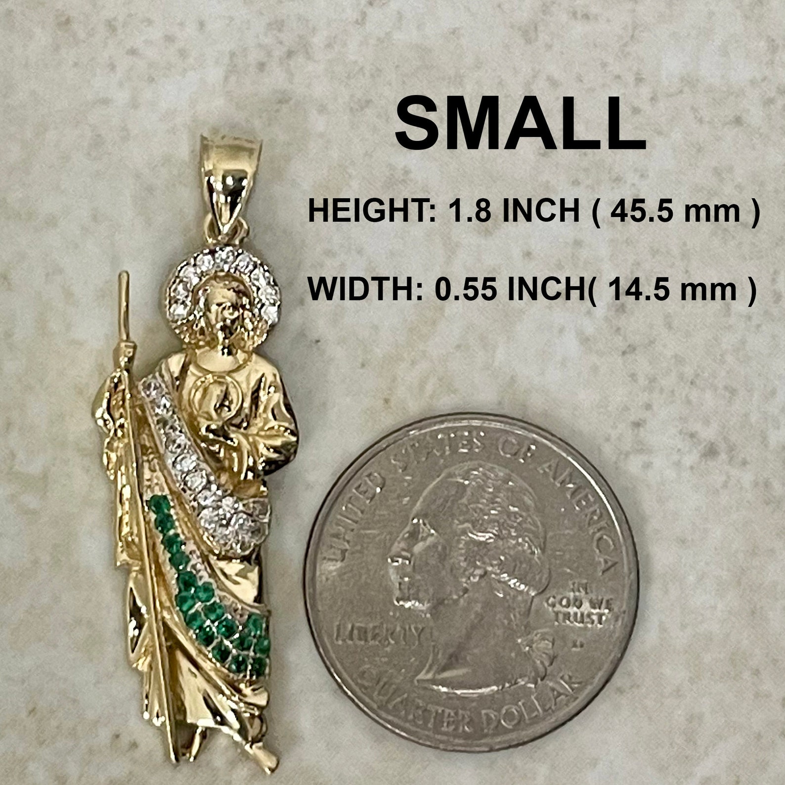 14k Yellow Gold St Jude Pendant – Green & White CZ Patron Saint - Etsy