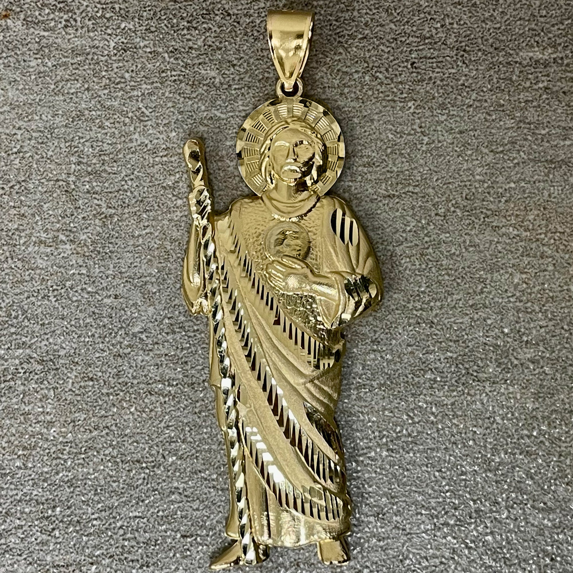 14k Yellow Gold Textured St Jude Pendant With Closed Back - 4 Sizes ...
