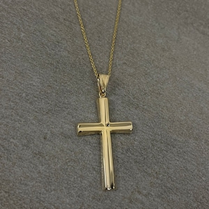 14k Yellow Gold Classic Personalized Religious Cross Pendant - Etsy