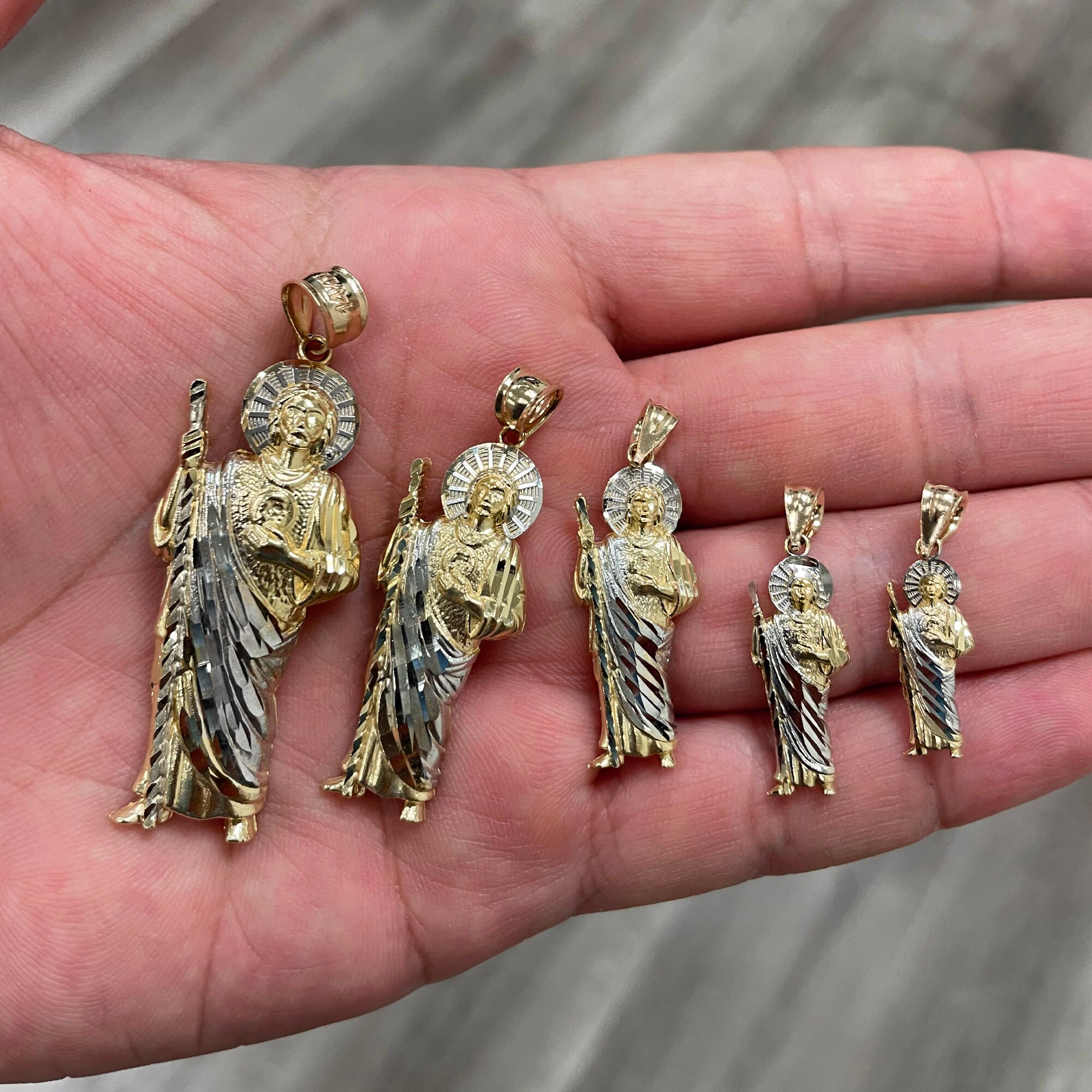 14k Yellow Gold St Jude Pendant Charm - Patron Saint of Lost Causes - Etsy