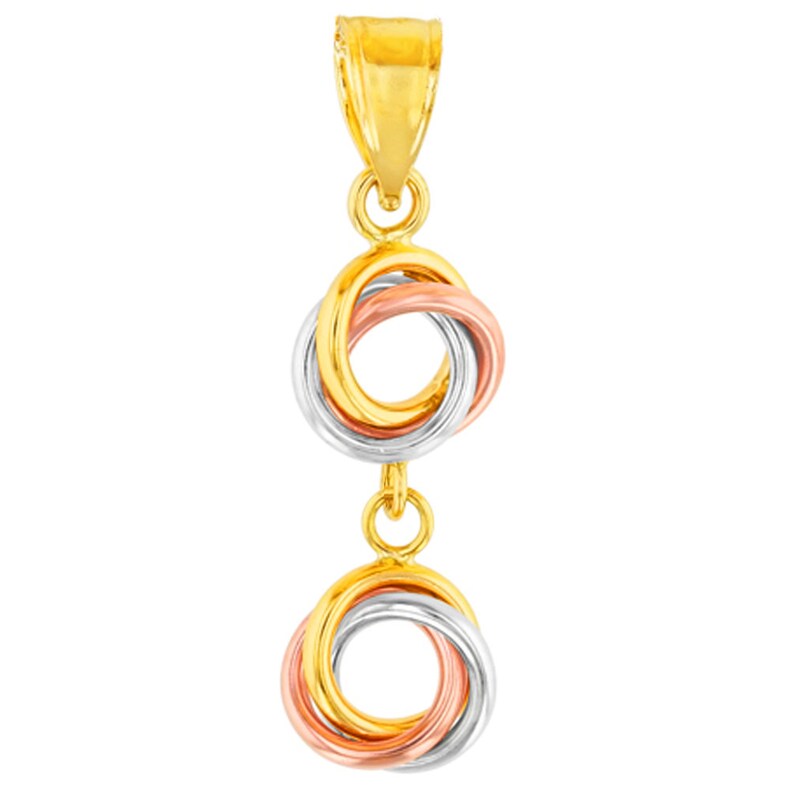 Solid Handmade 14K Tricolor Gold Double Love Knot Charm Etsy