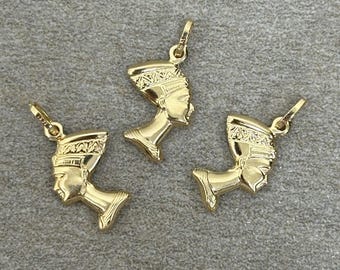 10K Queen Nefertiti Gold Pendant,gold Nefertiti Necklace,nefertiti