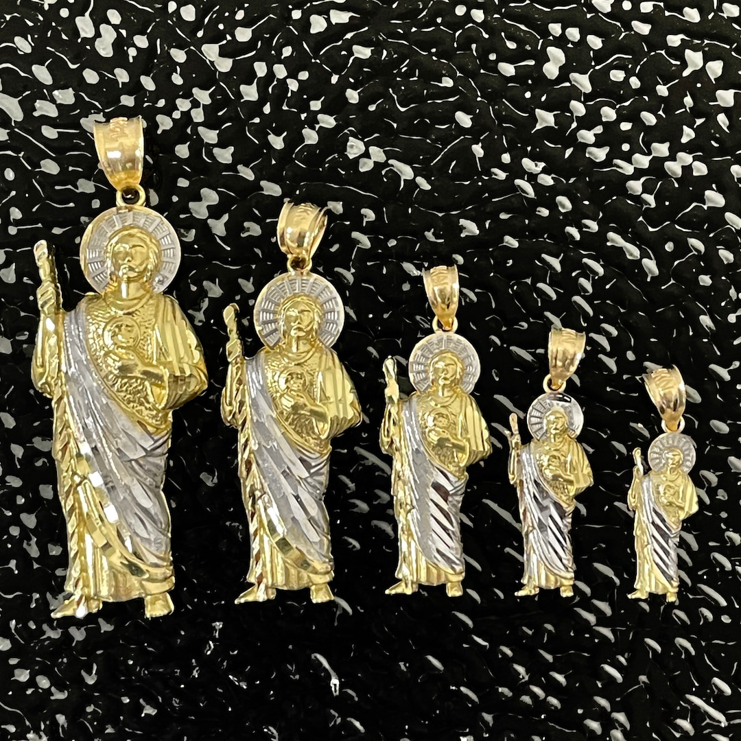 14k Yellow Gold St Jude Pendant Charm - Patron Saint of Lost Causes - Etsy