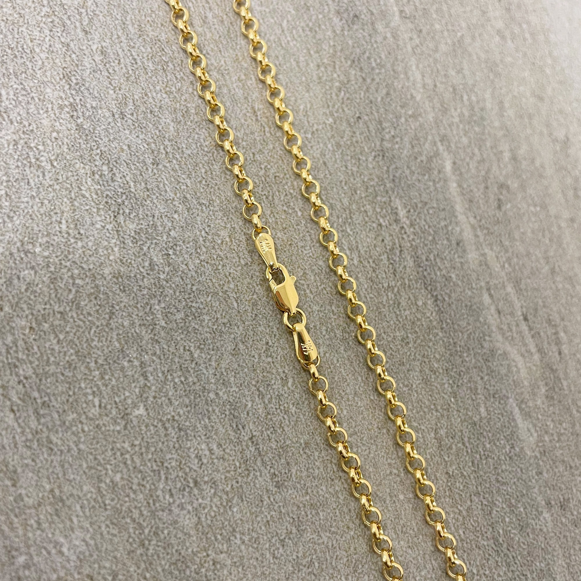 BestGoldShop 14K Yellow Gold Rolo Chain Necklace Extender With Lobster Clasp