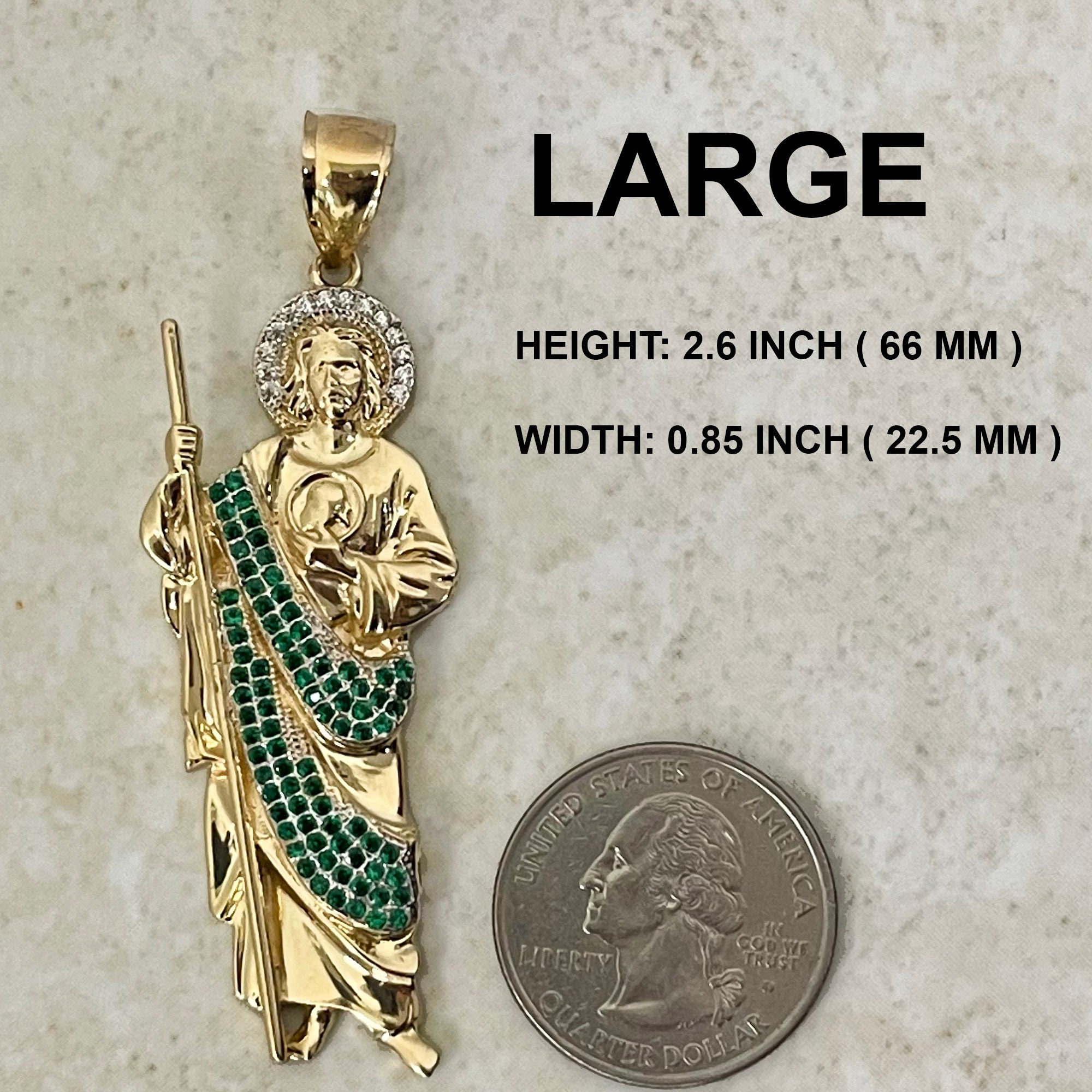 14k Gold St Jude Pendant – Green CZ Patron Saint of Lost Causes - Etsy