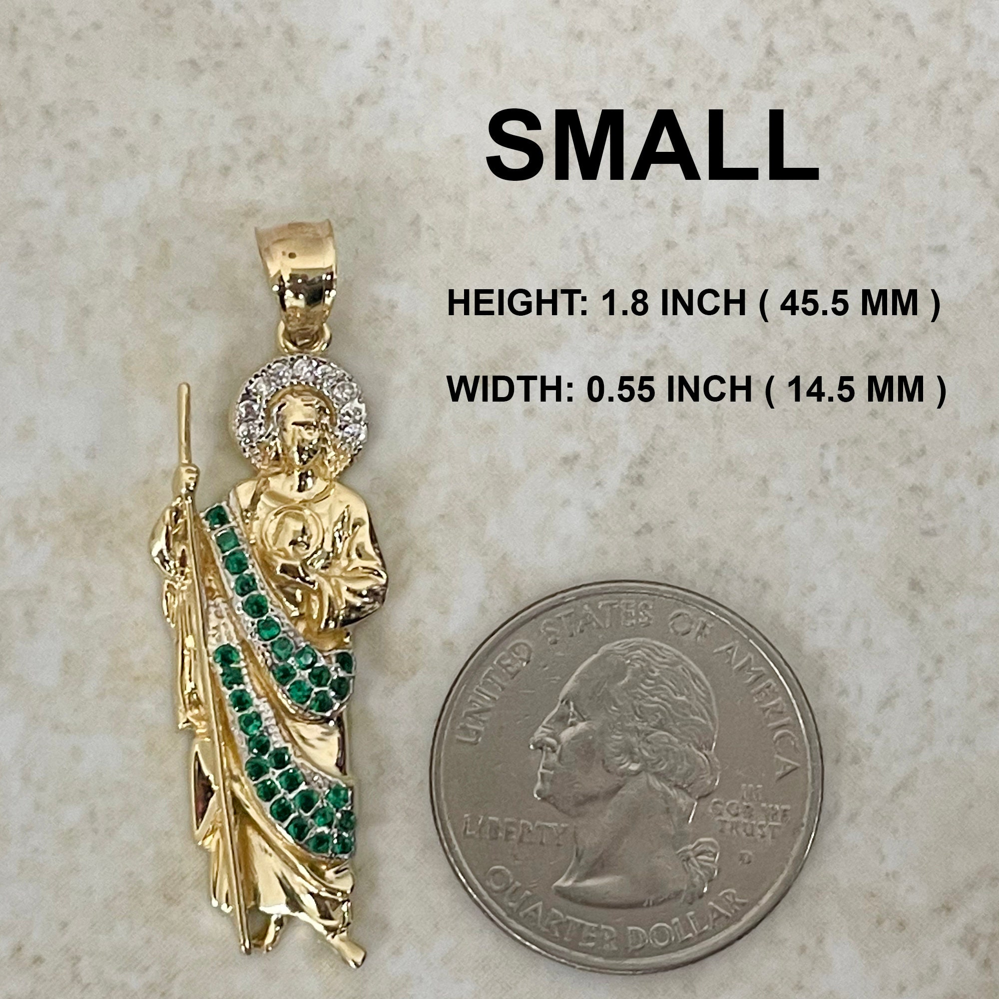 14k Gold St Jude Pendant – Green CZ Patron Saint of Lost Causes - Etsy