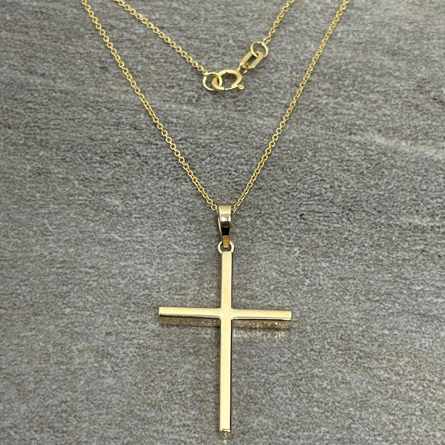 Solid 14k Yellow Gold High Polished Mini Dainty Plain Cross Charm