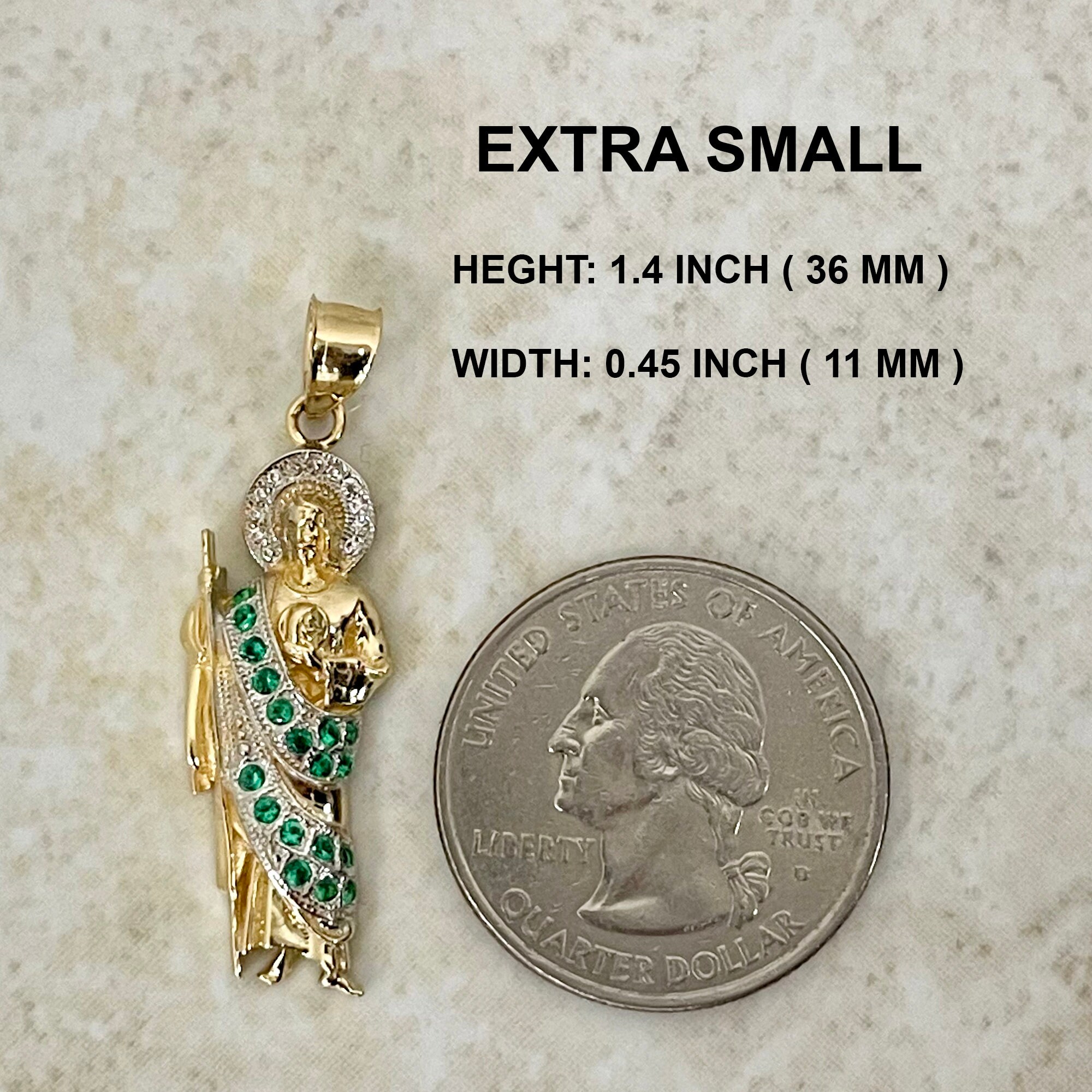 14k Gold St Jude Pendant – Green CZ Patron Saint of Lost Causes - Etsy