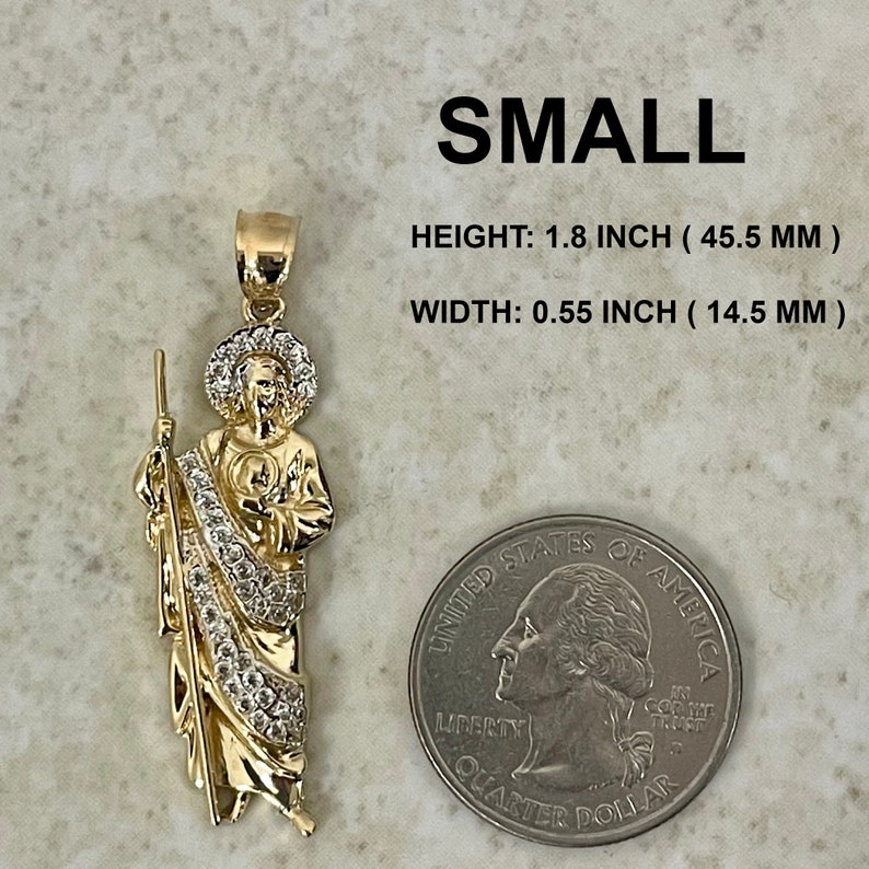 14k Gold St Jude Pendant – White CZ Saint Thaddeus Apostle - Etsy