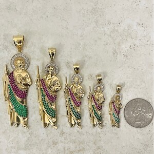 14k Yellow Gold St Jude Pendant, CZ Stone Apostle Charm - Etsy