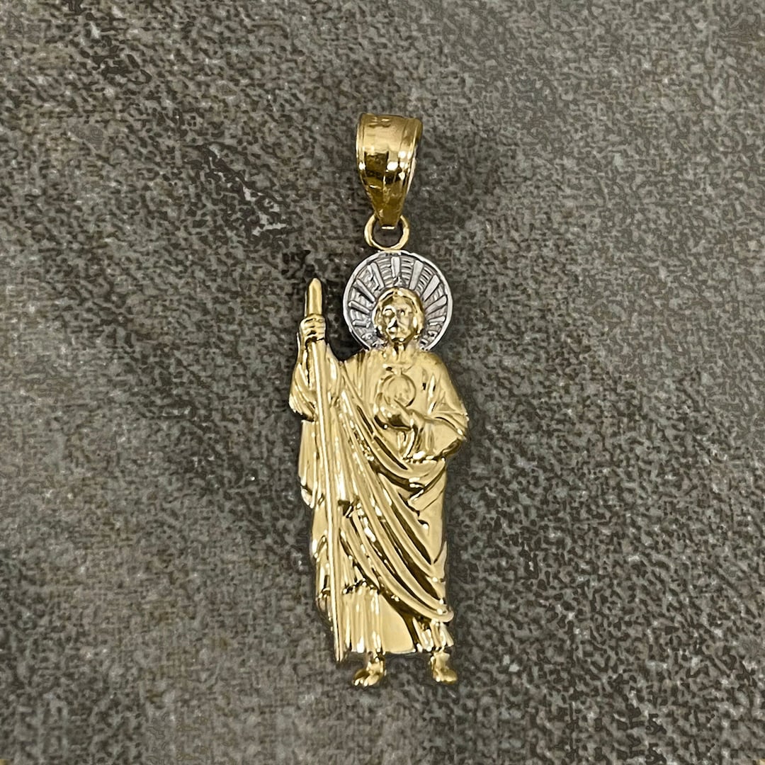 14k Yellow Gold Mini St Jude Pendant Two-tone Petite Saint Jude ...
